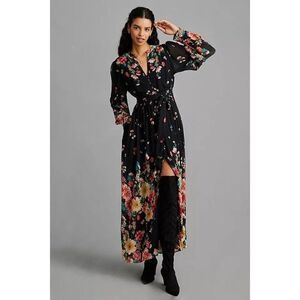 NWT ANTHROPOLOGIE FOREVER THAT GIRL VIVIENNE PRINTED MAXI SHIRT DRESS